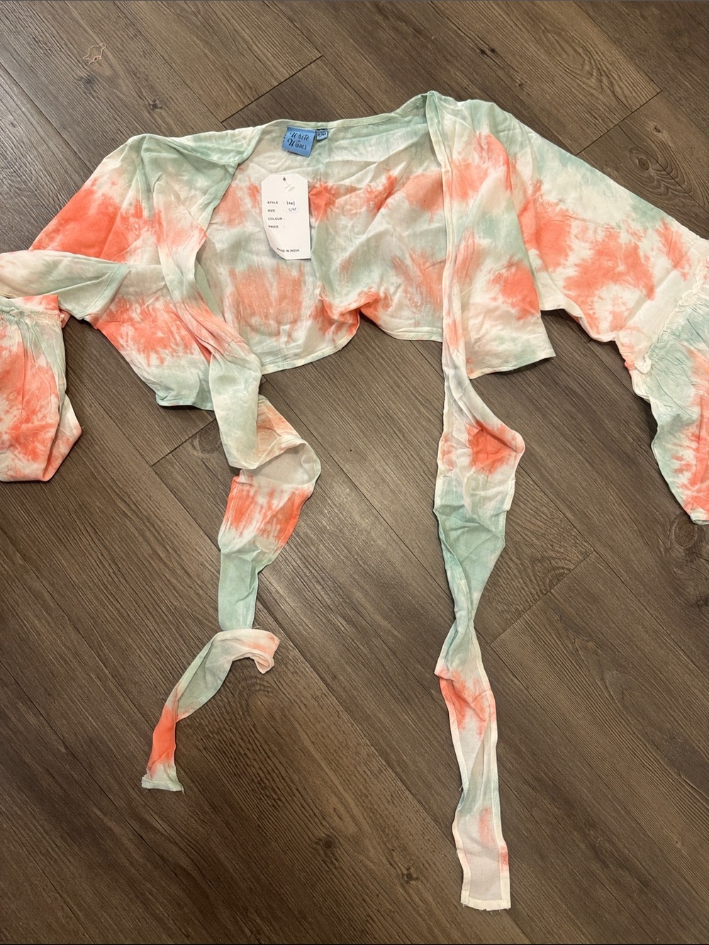 🆕 White Waves Flowy Coral & Mint Tie-Dye 2 Piece Set. S/M. NWT!🌴☀️ - Picture 4 of 4